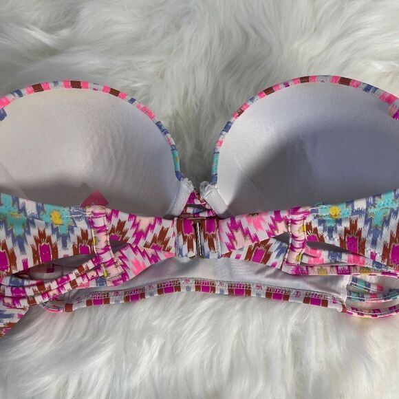 Victoria's Secret The Strappy Cheeky Chevron Print Bikini Sz 32D/XS - Picture 6 of 11